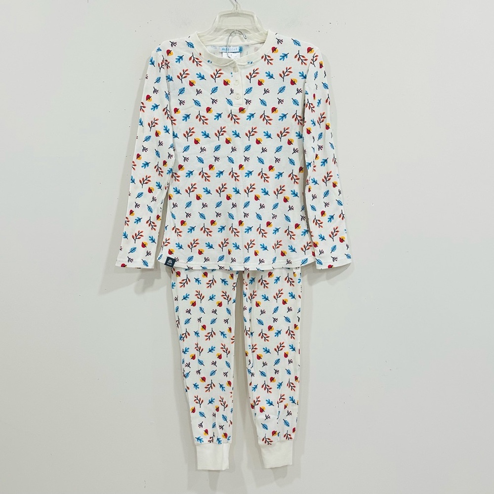 ALDI GEAR Ladies Pajamas Small   Fall Edition Waffle‎ Knit white floral